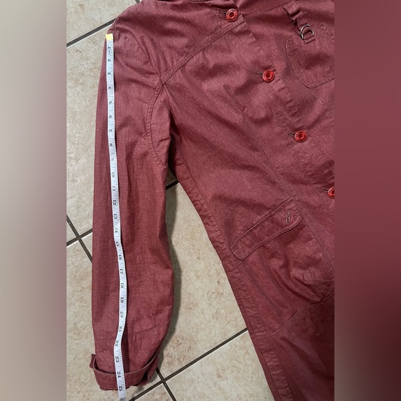 OAKLEY rosewood colored button up long coat fleece lining pockets women’s sz M - Picture 9 of 9